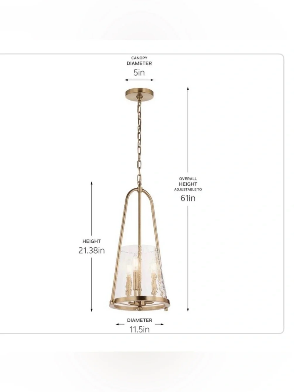 New Kichler Nerine Brass Hanging Pendant Light hammered glass champagne bronze